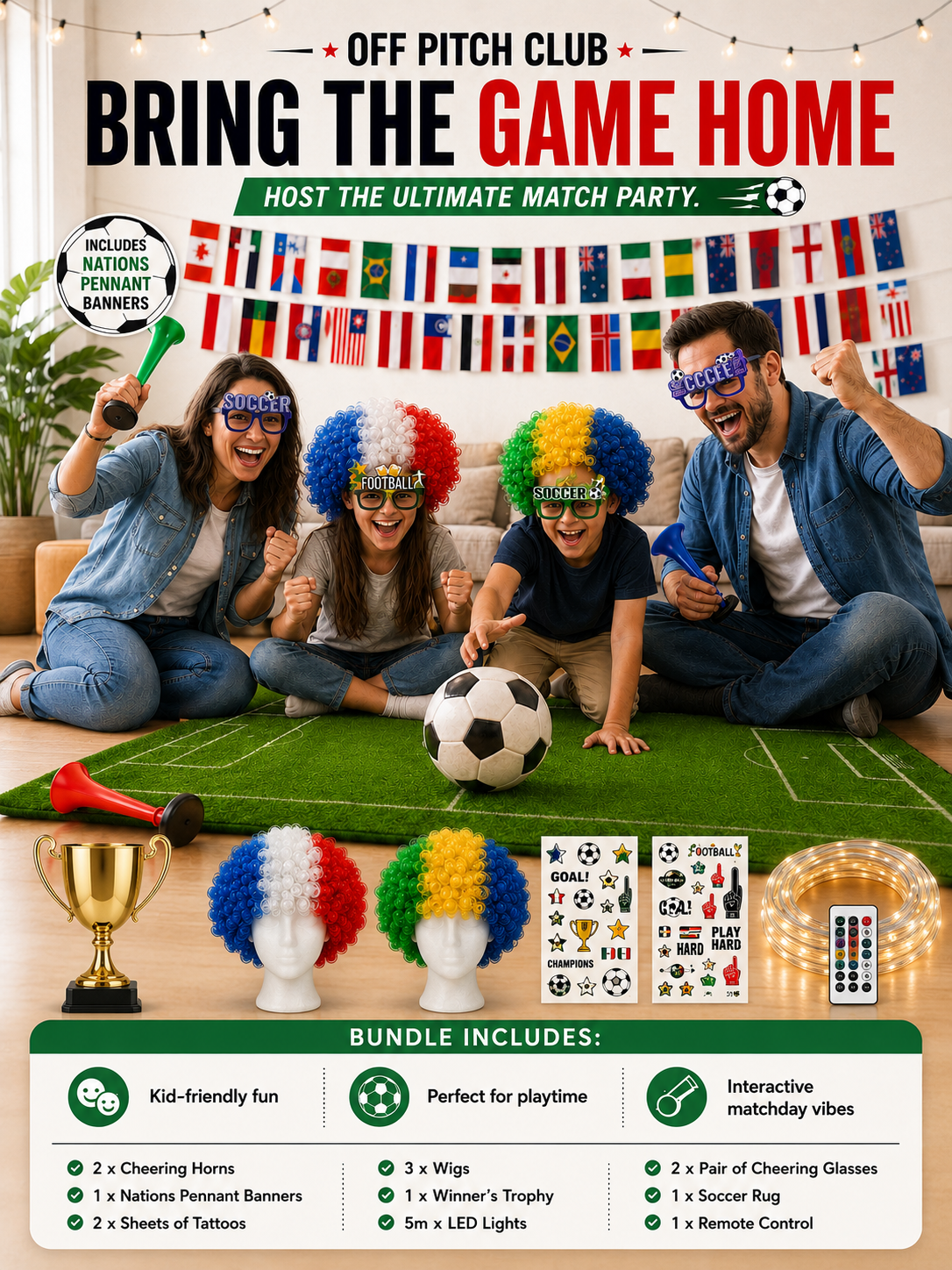2026 World Cup Ultimate Kit  | Football Watch Party Bundle Fan Celebration Set