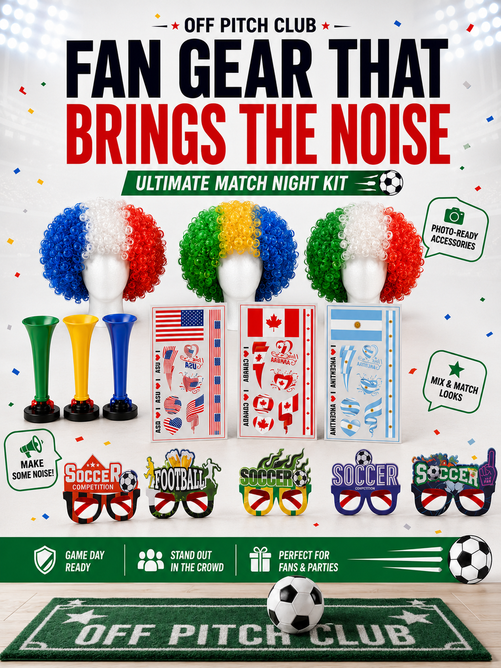 2026 World Cup Ultimate Kit  | Football Watch Party Bundle Fan Celebration Set